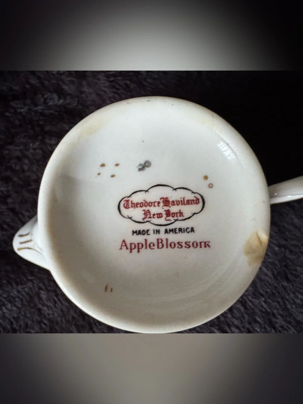Theodore Haviland Apple Blossom Footed Open Creamer with Gold Trim 3